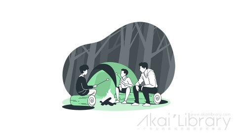 图片素材 篝火营火烤火野营户外生存探险线条扁平场景
