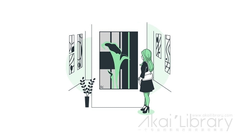 图片素材 看画展线条扁平场景
