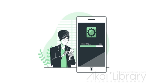 图片素材 手机应用安装线条扁平场景
