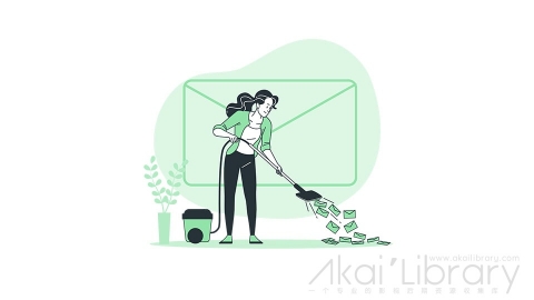 图片素材 倾倒收件箱回收站垃圾桶线条扁平场景