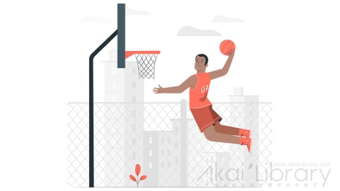 图片素材 打篮球比赛插画扁平场景