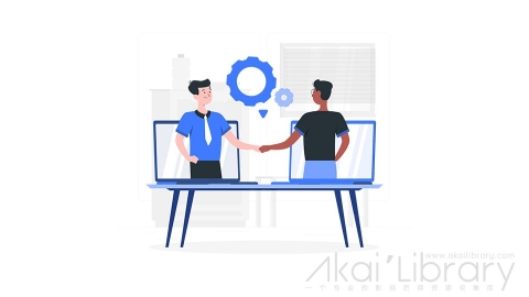 图片素材 商务合作线上握手插画扁平场景
