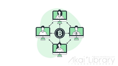 图片素材 比特币虚拟货币区块链线条扁平场景