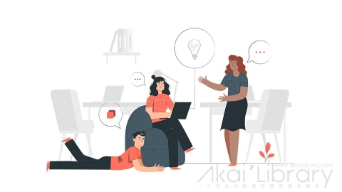 图片素材 讨论头脑风暴插画扁平场景