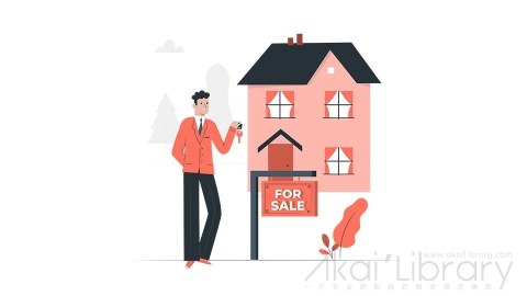 图片素材 房屋待售插画扁平场景