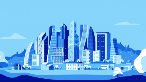 图片素材 扁平大都市建筑城市场景-2