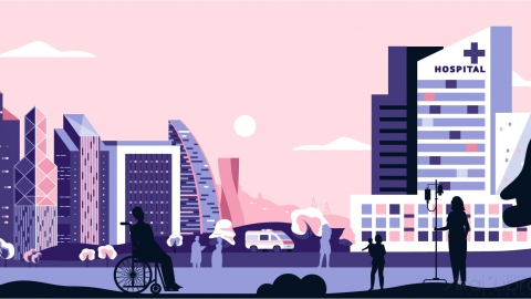 图片素材 扁平医院建筑城市场景-4