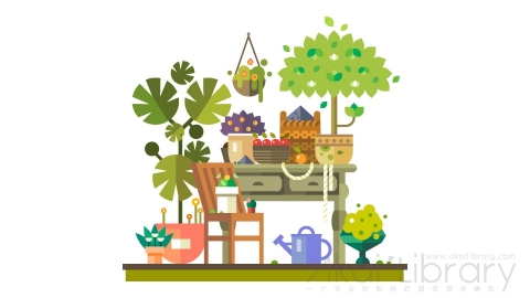 图片素材 扁平园林种植农业自然场景-4