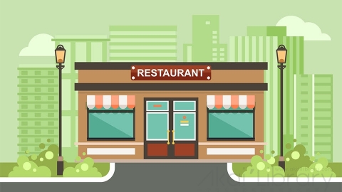 图片素材 扁平餐厅饭馆商店建筑城市场景-6