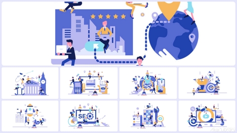 图片素材-扁平互联网办公科技场景包平面卡通图形MG动画二维矢量素材包元素