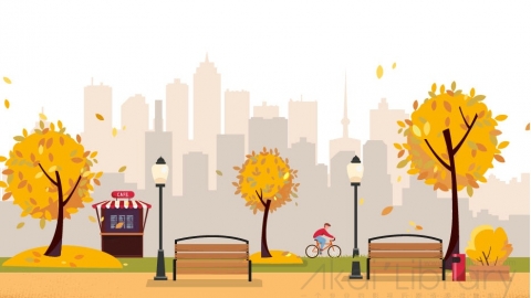 图片素材 扁平秋天公园城市生活场景-13