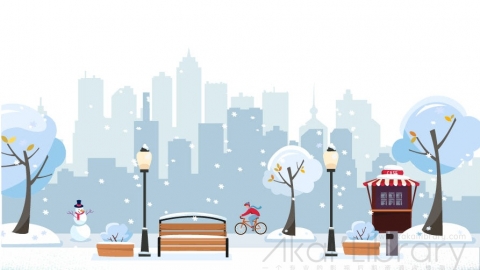 图片素材 扁平冬天公园城市生活场景-14