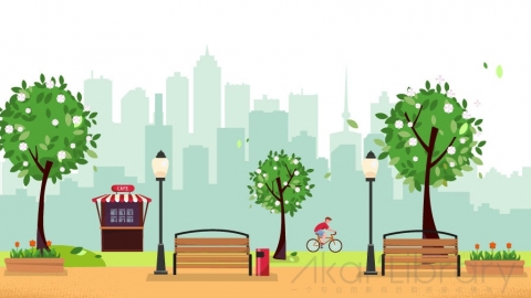 图片素材 扁平春天公园城市生活场景-7