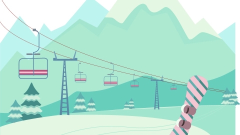 图片素材 扁平滑雪场雪山自然场景-4