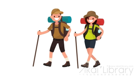 图片素材 扁平登山男女日常人物角色-23