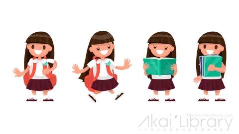 图片素材 扁平小学生儿童日常人物角色-14