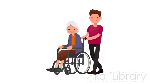 图片素材 扁平坐轮椅老人日常人物角色-33