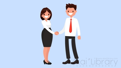 图片素材 扁平握手商务男女人物角色-8