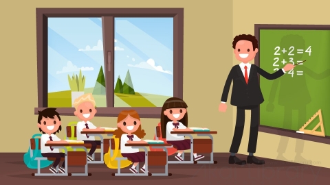 图片素材 扁平小学校生活场景-8