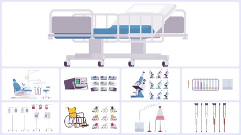 图片素材-扁平医疗卫生道具包平面卡通图形插画MG二维矢量素材背景场景包