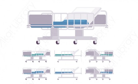 图片素材 扁平病床轮椅担架医疗卫生道具-12