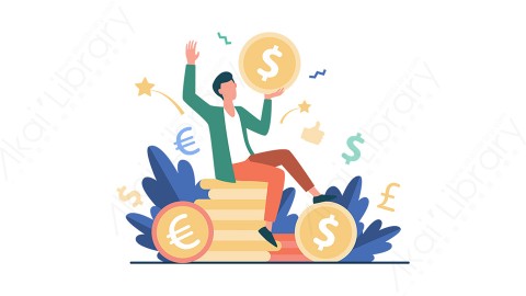 图片素材 扁平金钱插画金融场景-4