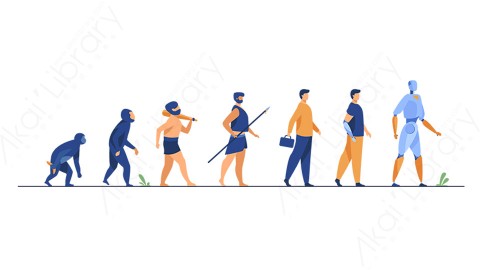 图片素材 扁平人类进化插画生活场景-43
