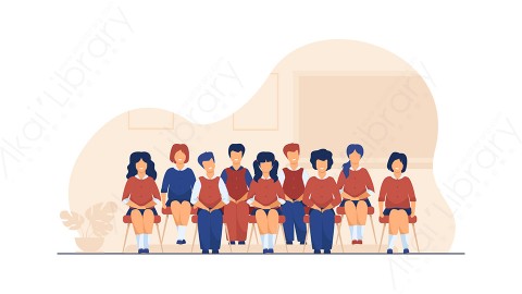 图片素材 扁平儿童合唱合影插画生活场景-41