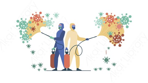 图片素材 扁平消毒防疫插画生活场景-4