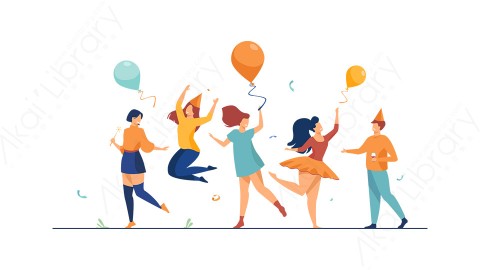 图片素材 扁平派对庆祝插画生活场景-14