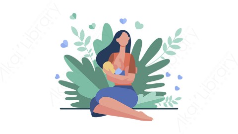 图片素材 扁平年轻母亲母婴插画生活场景-26
