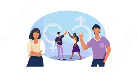 图片素材 扁平两性男女插画生活场景-27
