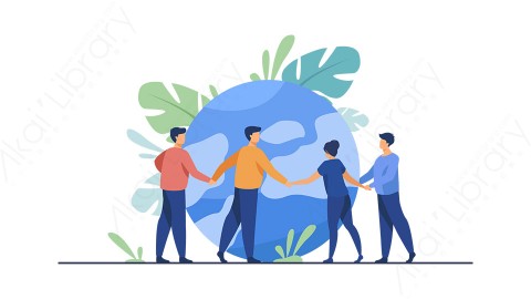 图片素材 扁平地球生态环保插画生活场景-5