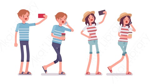 图片素材 扁平男女日常人物角色-12