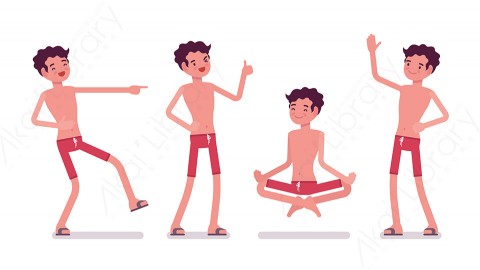 图片素材 扁平游泳装男人日常人物角色-10