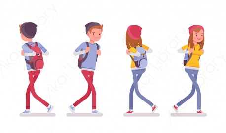 图片素材 扁平走路男女日常人物角色-53