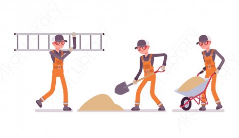 图片素材 扁平建筑高工人物职业角色-48
