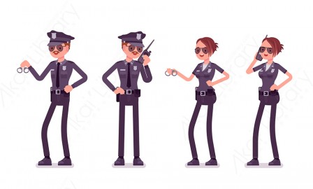 图片素材 扁平警察人物职业角色-17