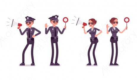 图片素材 扁平警察人物职业角色-19