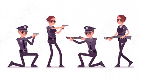 图片素材 扁平警察人物职业角色-27