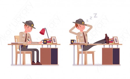 图片素材 扁平警察人物职业角色-28