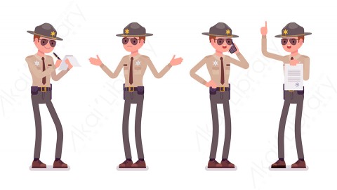 图片素材 扁平警察人物职业角色-29