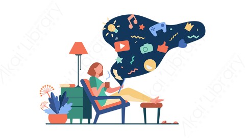 图片素材 扁平宅家插画居家生活场景-12