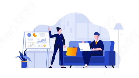 图片素材 扁平汇报工作办公场景-17