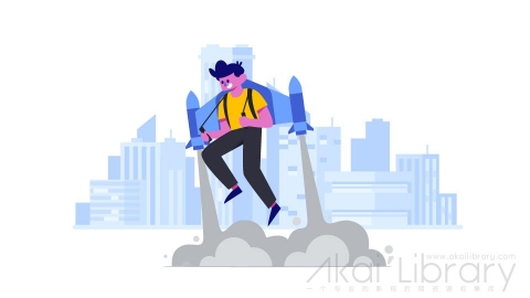 图片素材 扁平飞行器科技智能插画生活场景-1