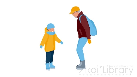 图片素材 扁平冬天滑冰爷孙老人儿童日常角色人物-10
