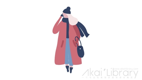 图片素材 扁平冬装围巾女生女人插画卡通日常角色人物-11