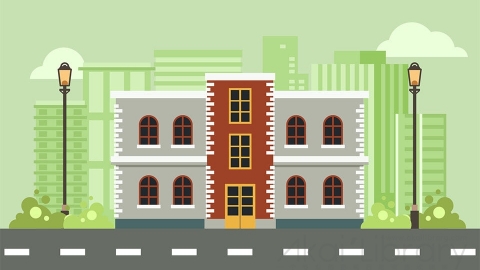 图片素材 扁平市政机关办公楼建筑城市场景-3