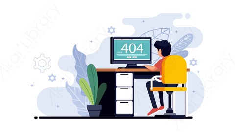 图片素材 扁平404错误页面办公卡通场景-13