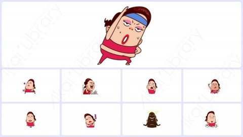 视频素材 可爱大妈家庭主妇动态表情包_02